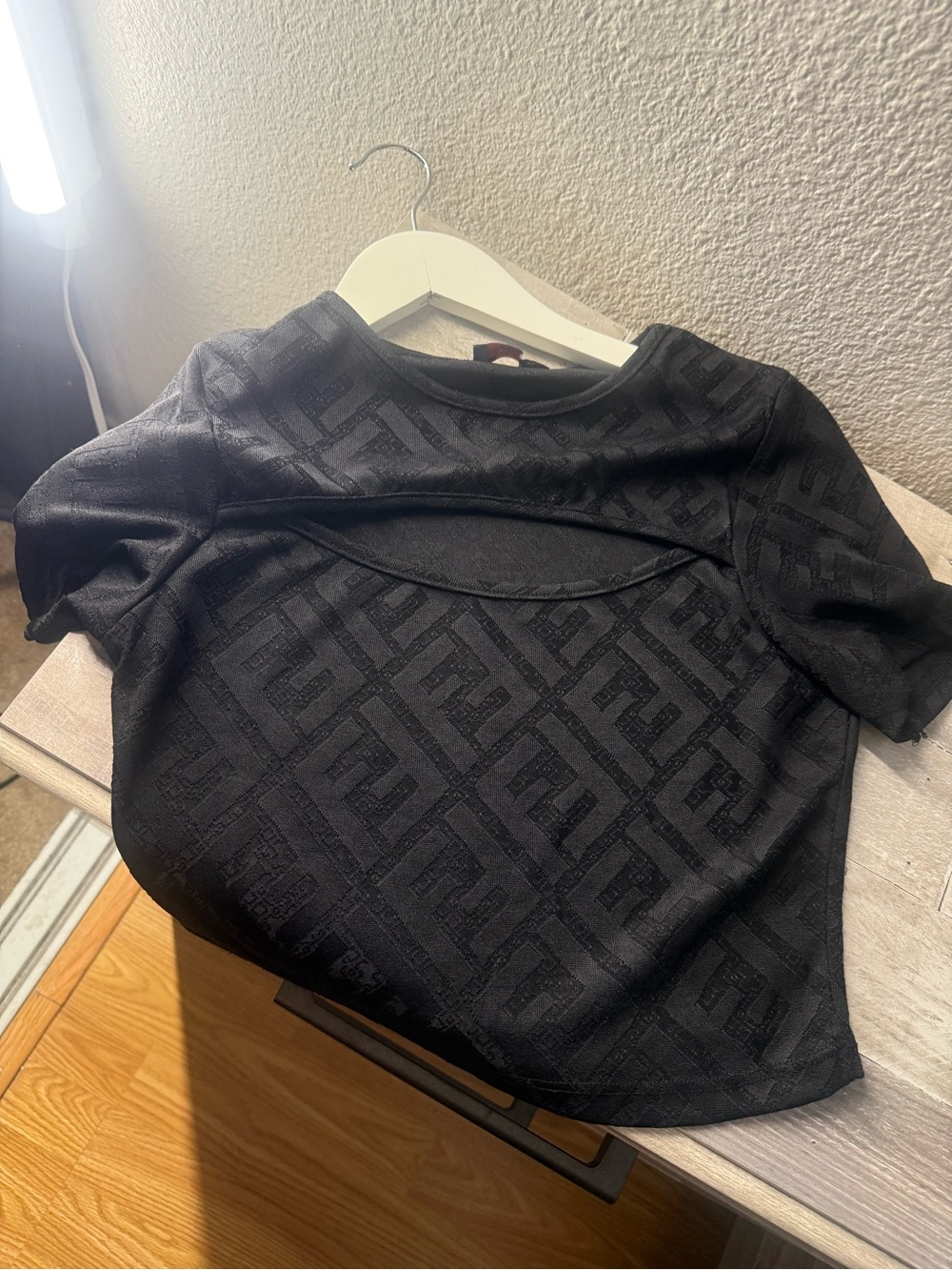 Black Monogram Cutout Top